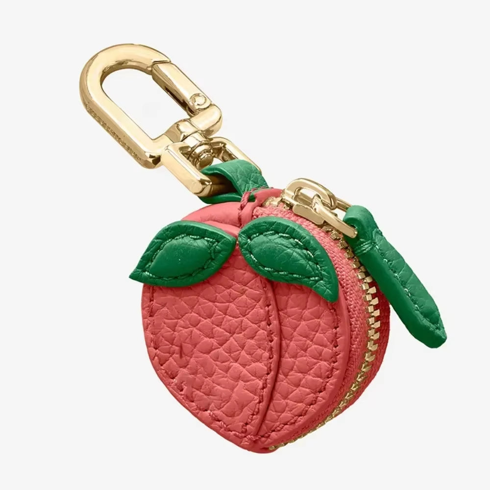 Mini Cherry Fruit Shape Coin Purse Strawberry Cute PU Leather Pendant Korean Style Keychain Earphone Bag Mini Storage Bag