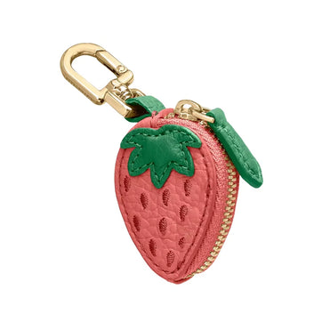Mini Cherry Fruit Shape Coin Purse Strawberry Cute PU Leather Pendant Korean Style Keychain Earphone Bag Mini Storage Bag