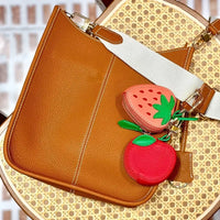 Mini Cherry Fruit Shape Coin Purse Strawberry Cute PU Leather Pendant Korean Style Keychain Earphone Bag Mini Storage Bag